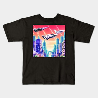 Retro futuristic City Kids T-Shirt